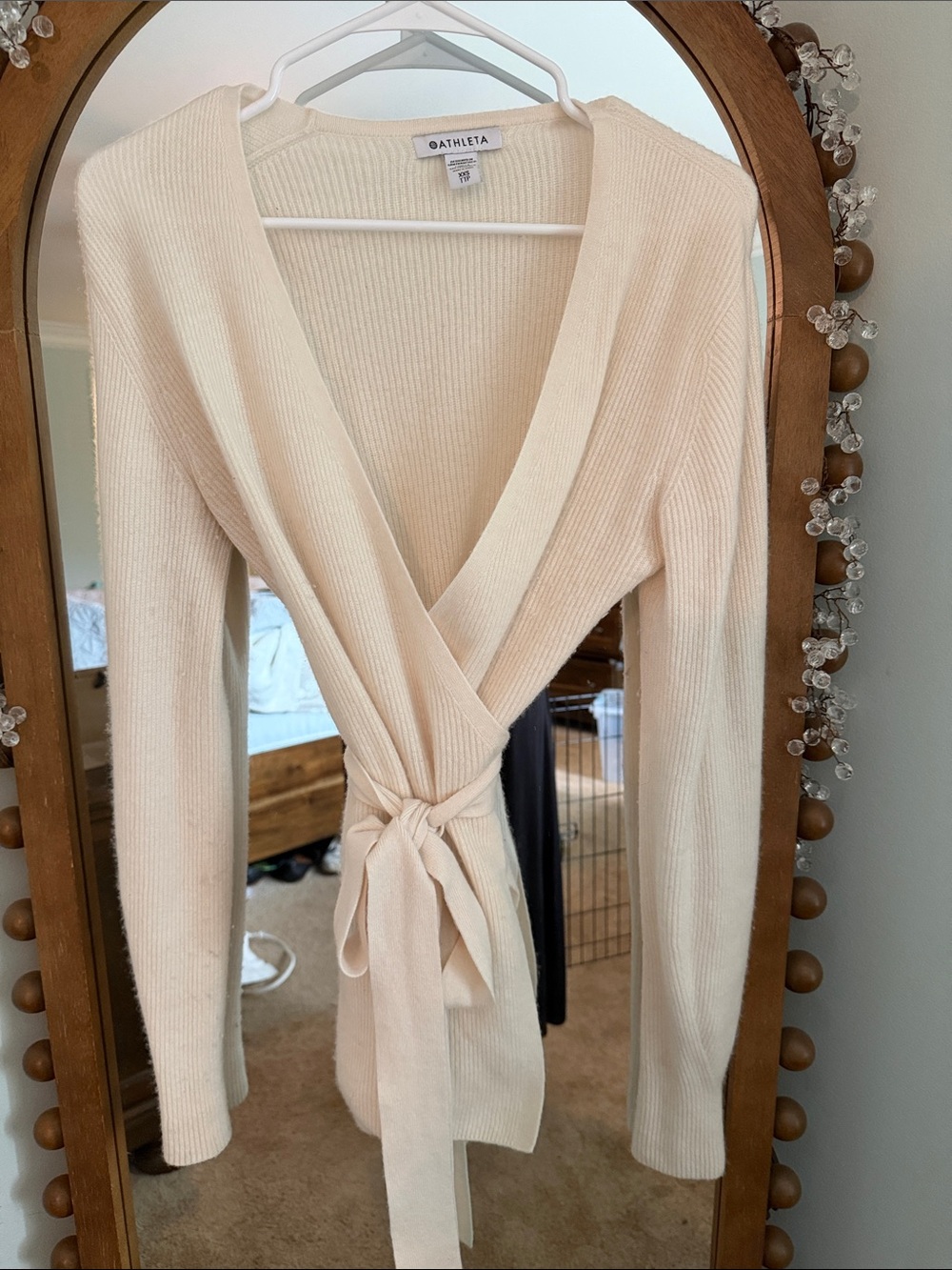 Athleta Ivory Ribbed Wrap Cardigan